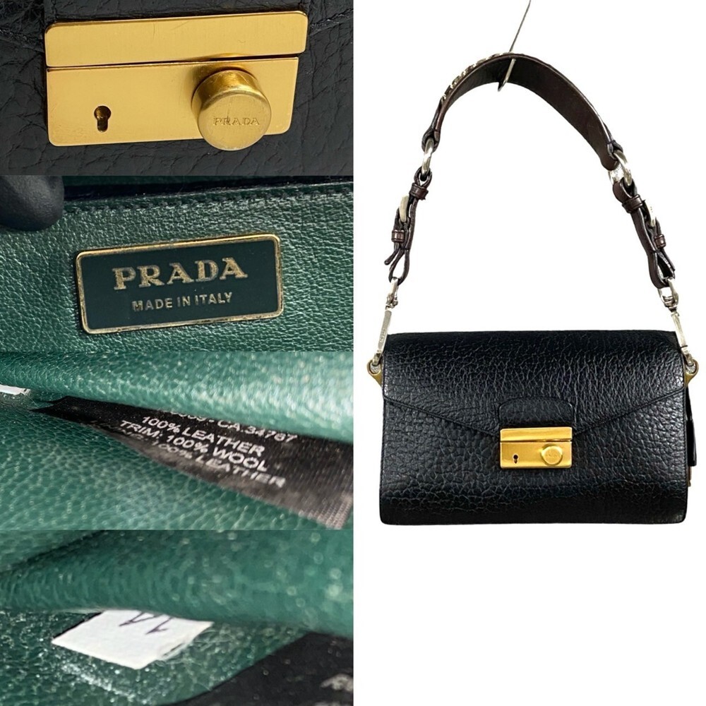 PRADA Black Leather Shoulder Bag - Picture 3 of 8